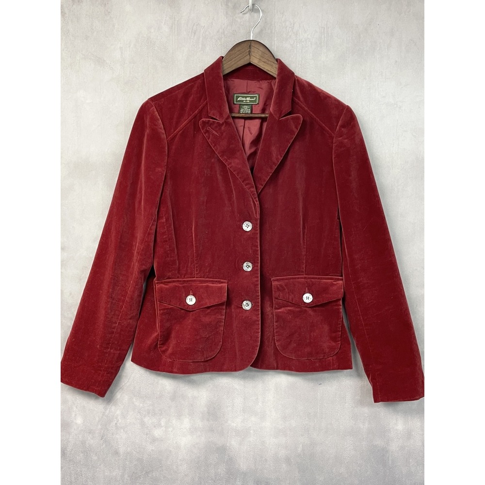 Eddie Bauer Womens Velvet Blazer Size 12 Old Money Heritage Preppy Jacket Luxe